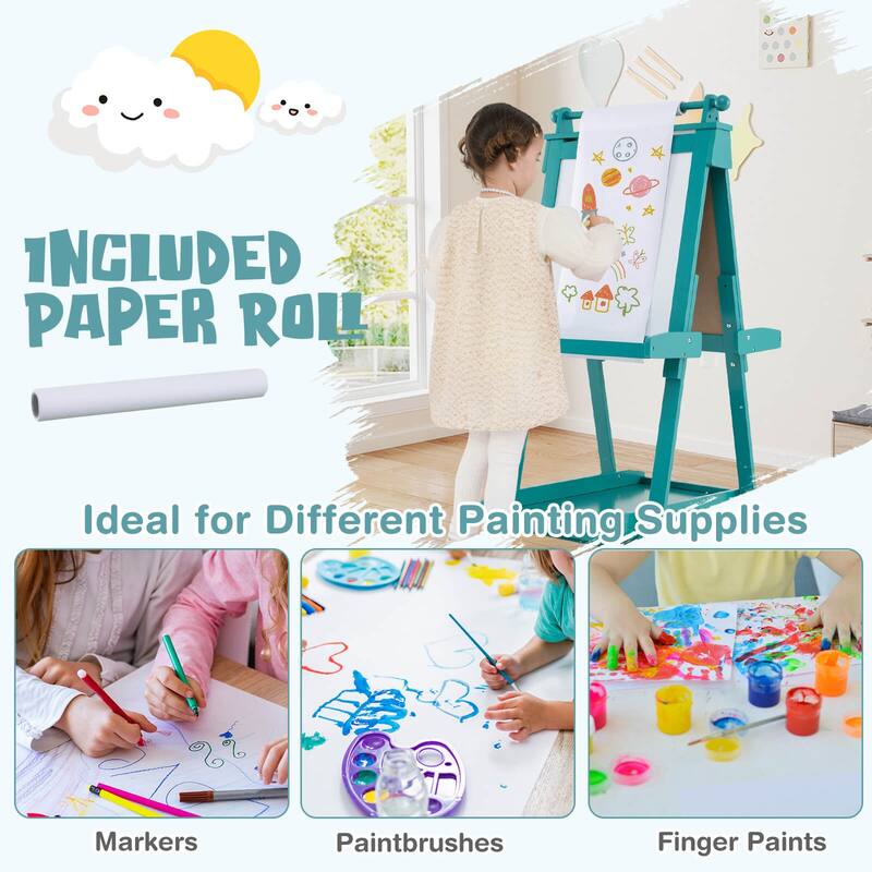 Costway Foldable Easel for Kids 3-in-1 Double-sided Art Easel with - See Details