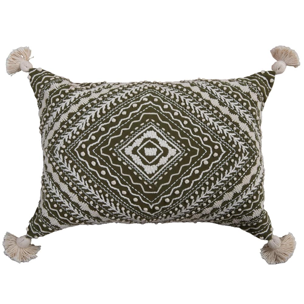 Rizzy Home Geometric Embroidered Throw Pillow