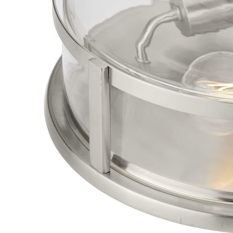 Gilliam Collection 12-5 8 in. Two-Light Brushed Nickel New Traditional Flush Mount - 12.62 in x 12.62 in x 4.37 in