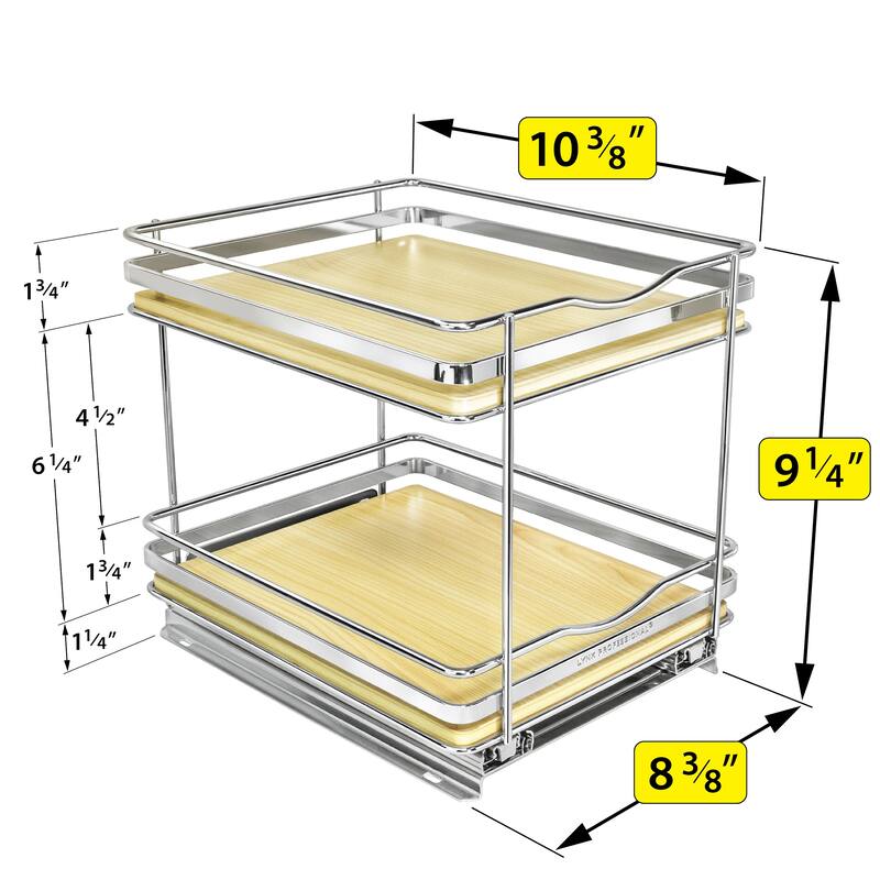 LYNK PROFESSIONAL® Élite™ Pull Out Spice Rack Organizer for Cabinet - 8-1/4 inch W - Lifetime Ltd Warranty, Wood- 2 Tier