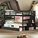 preview thumbnail 1 of 12, Stairway Full-Over-Full Bunk Bed with Drawer, Storage and Guard Rail for Bedroom, Versatility Galore, Espresso Espresso