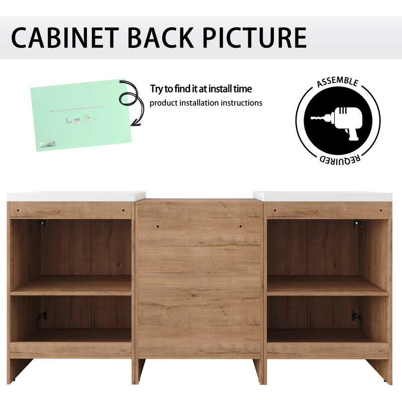 Malwee 24"/48"/72" Bathroom Vanity with Sink, FreeStanding Vanity with Soft Close Door and Adjustable Shelf