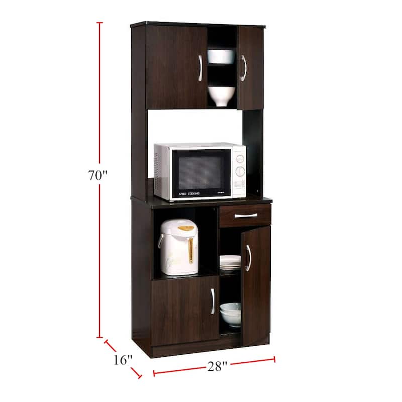 Wooden Cabinet with 4 Doors in Espresso - N/A