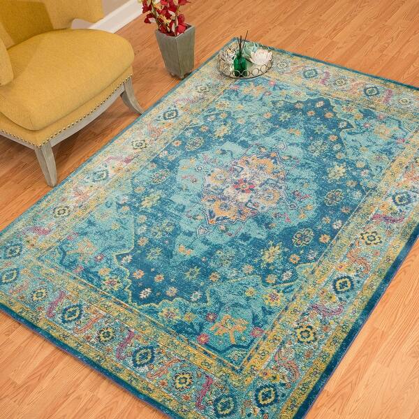 Westfield Home Britannica Amaryllis Cerulean Area Rug Bed Bath