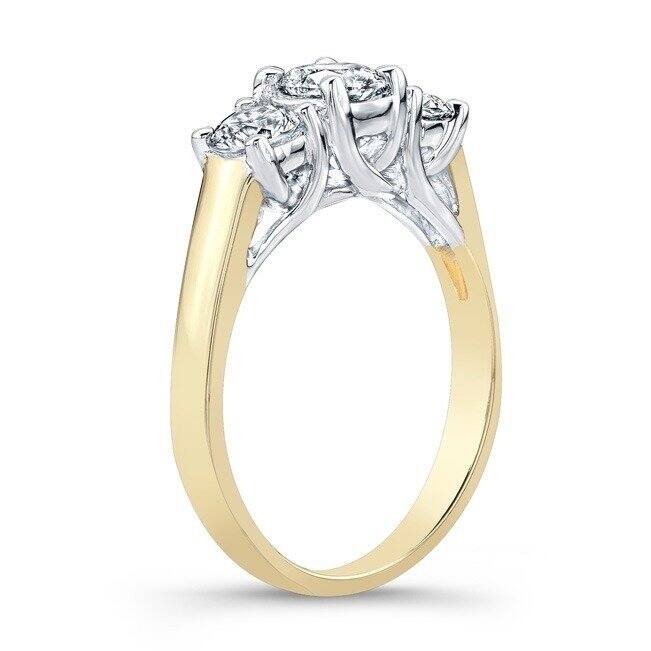 Auriya 14k Gold 1 3/4ctw 3-Stone Diamond Engagement Ring (I-J, I1-I2) - Two-Tone - 4