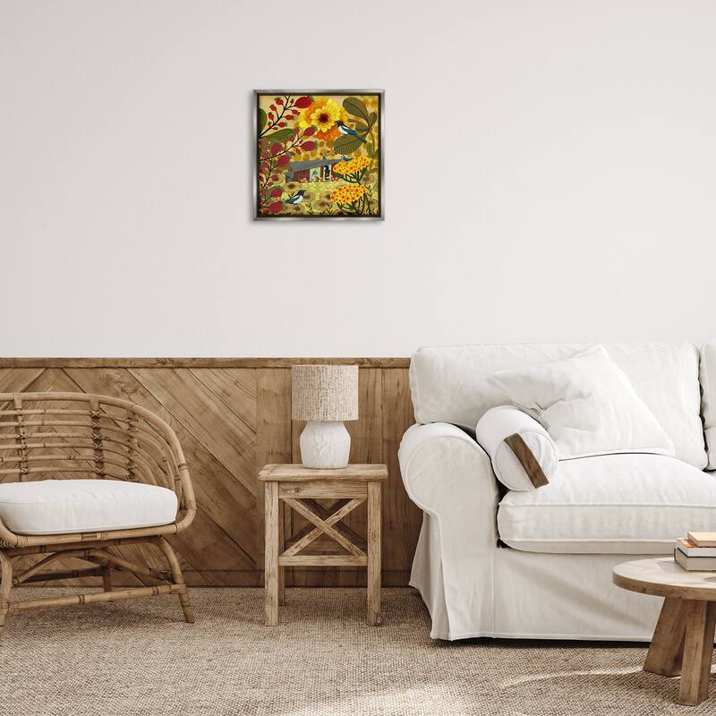 Stupell Warm Autumnal Cottage Framed Floater Canvas Wall Art Design By Kay Widdowson