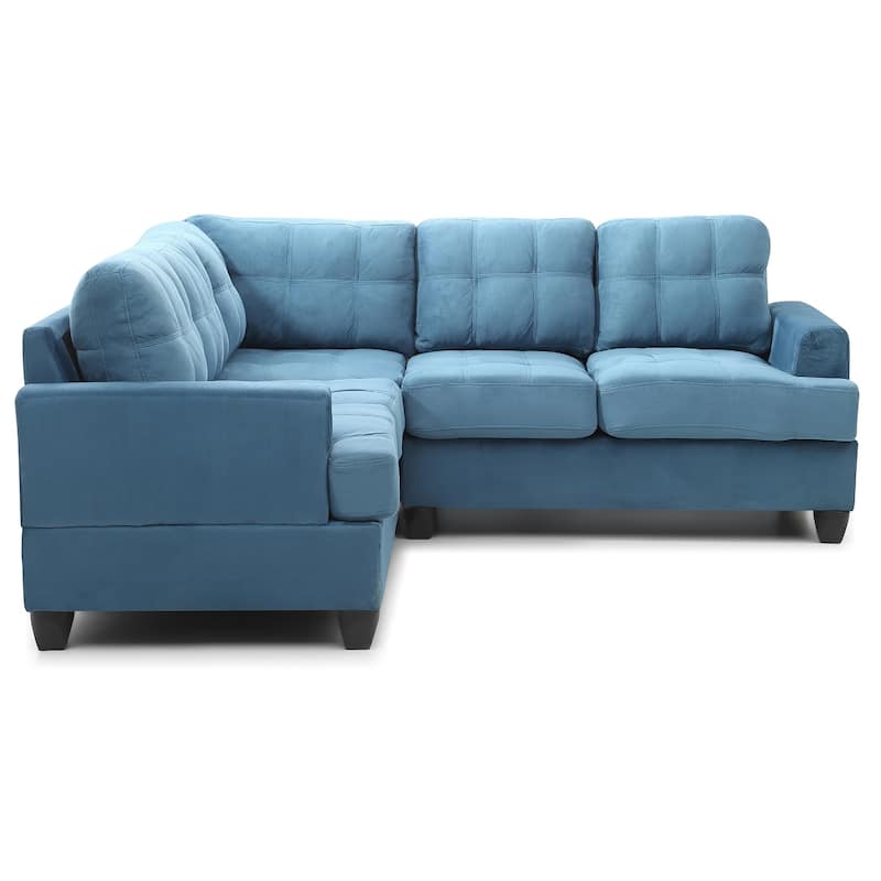 Tufted Microsuede L-Shape Sectional Sofa - 80" - Blue