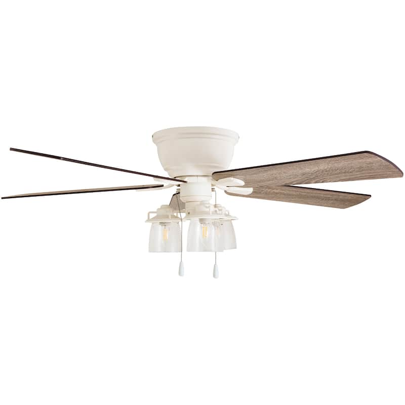 The Gray Barn Osborne 52-inch Coastal Indoor LED Ceiling Fan with Pull Chains 5 Reversible Blades - 52