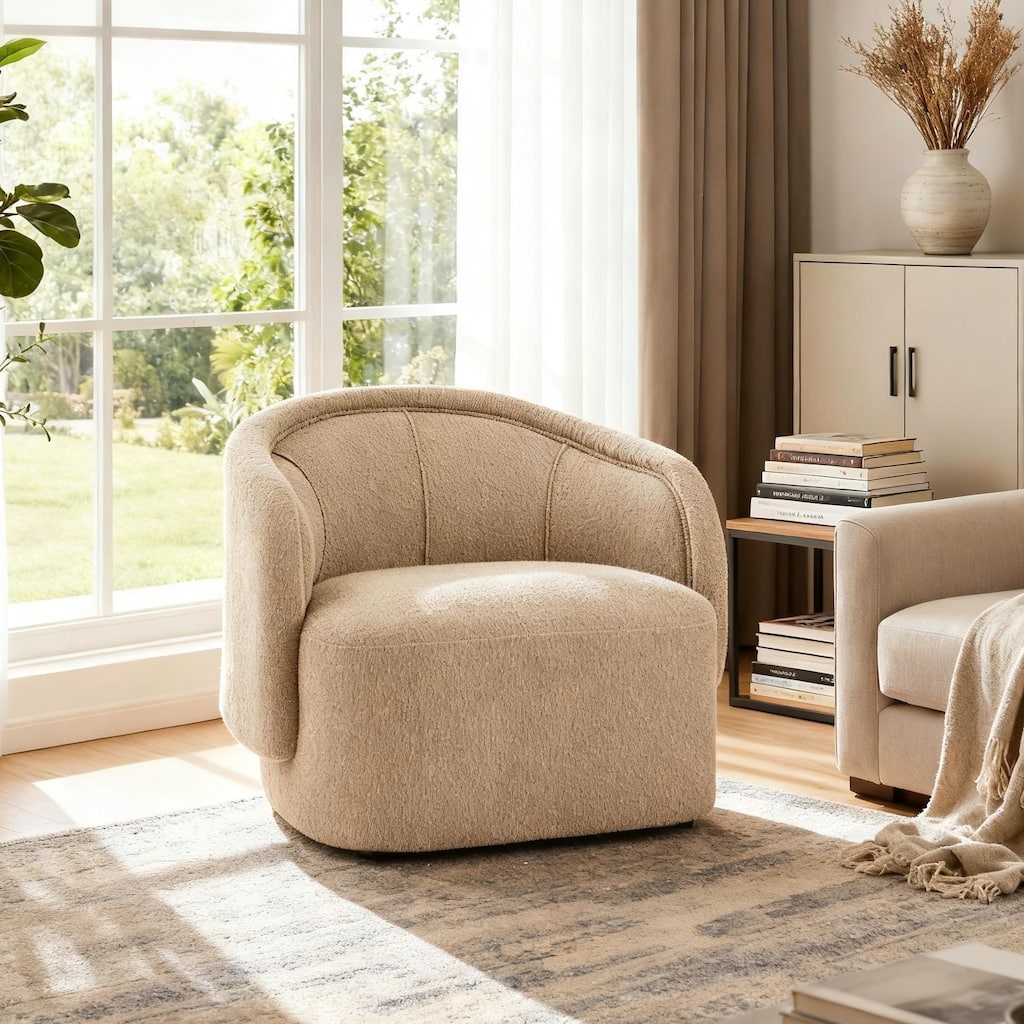 Scott Living - Modern Upholstered Accent Chair with Plush Integrated Cushion & Curved Ergonomic Design - 34.06"W