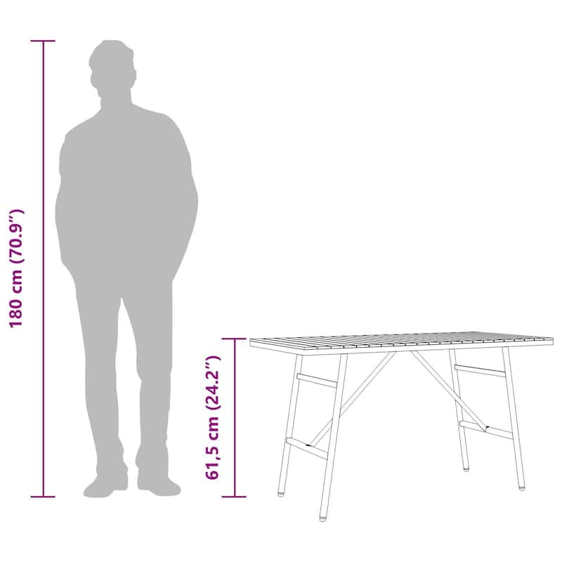 vidaXL Dining Table - Black, 43.3x21.7x24.4 in, Made from Solid Acacia Wood - 43.3 x 21.7 x 24.4 in