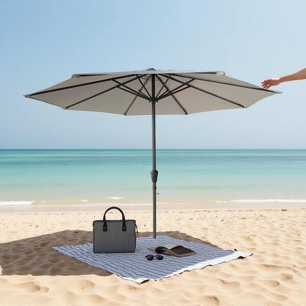comercial windproof sunbrella crank & tilt 9 foot patio umbrellas 9' Outdoor Patio Aluminum Umbrella, UV 50+ Protection, Wind-Resistant, Crank & Tilt, 8 Sturdy Ribs, Water UV Resistant (No Base)