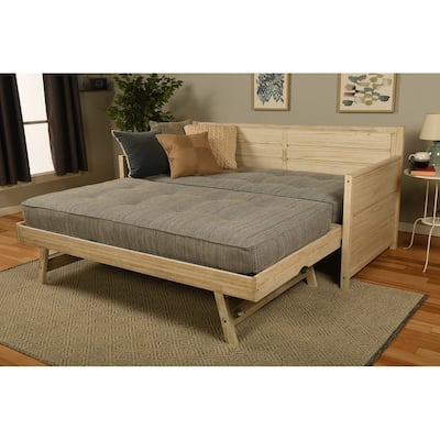 Somette Marisa Daybed with Pop Up Trundle in Weathered White with Mattresses