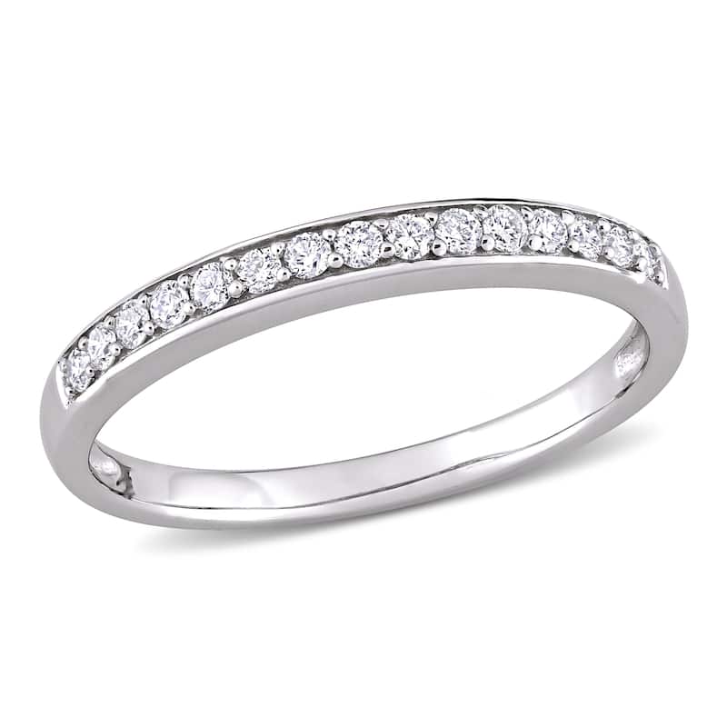 Miadora 10k White Gold 1/4ct TDW Diamond Anniversary Stackable Wedding Band Ring