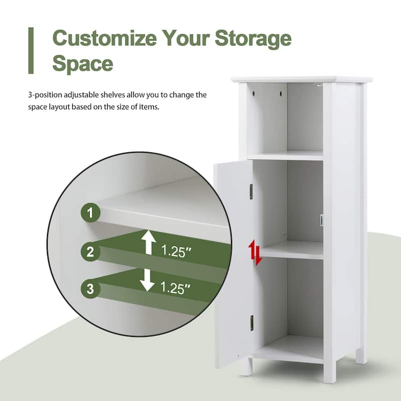 Gymax Bathroom Floor Storage Cabinet Free Standing w/ Single Door