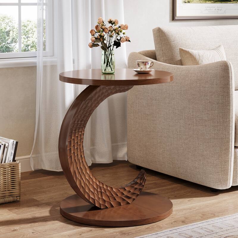 18.9" Compact Round End Side Table - Brown