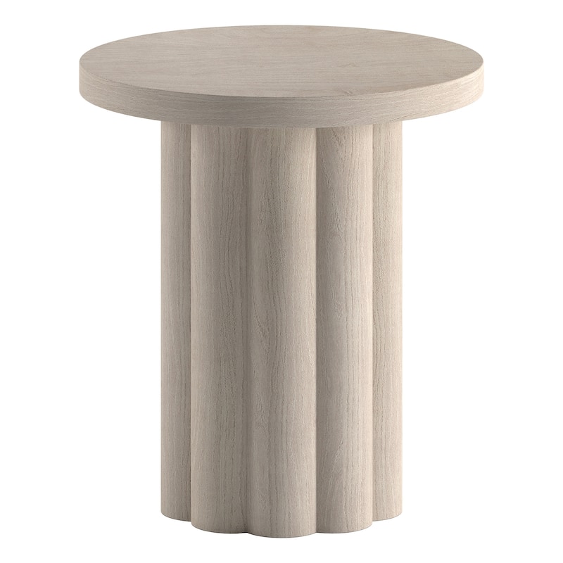 Olie 20" Wide Round Fluted Side Table - 20" Wide - Alder White