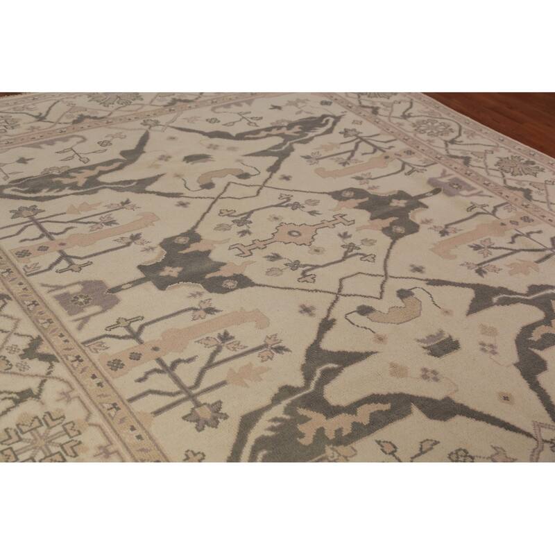 Earth Tone Oushak Indian Rug Hand-Knotted Wool Carpet - 8'0"x 9'9"