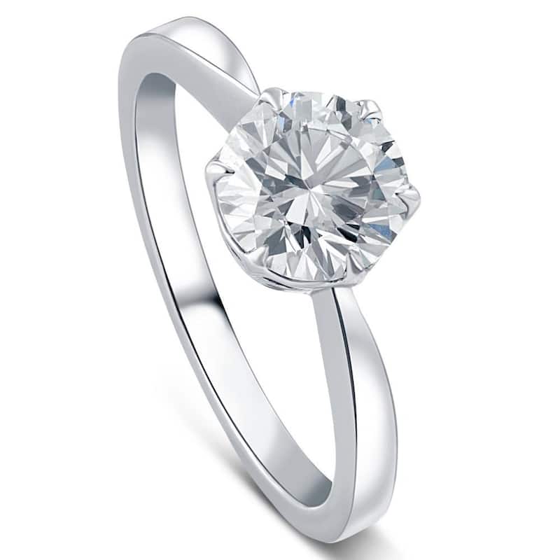 1 1/2Ct Solitaire Lab Grown Round Diamond Engagement Ring Gold & Platinum