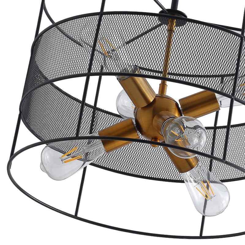 6-Lights Circle Drum Shape Pendant Lighting - 17.7"D×4.7"W×49.2"H(Adjustable)