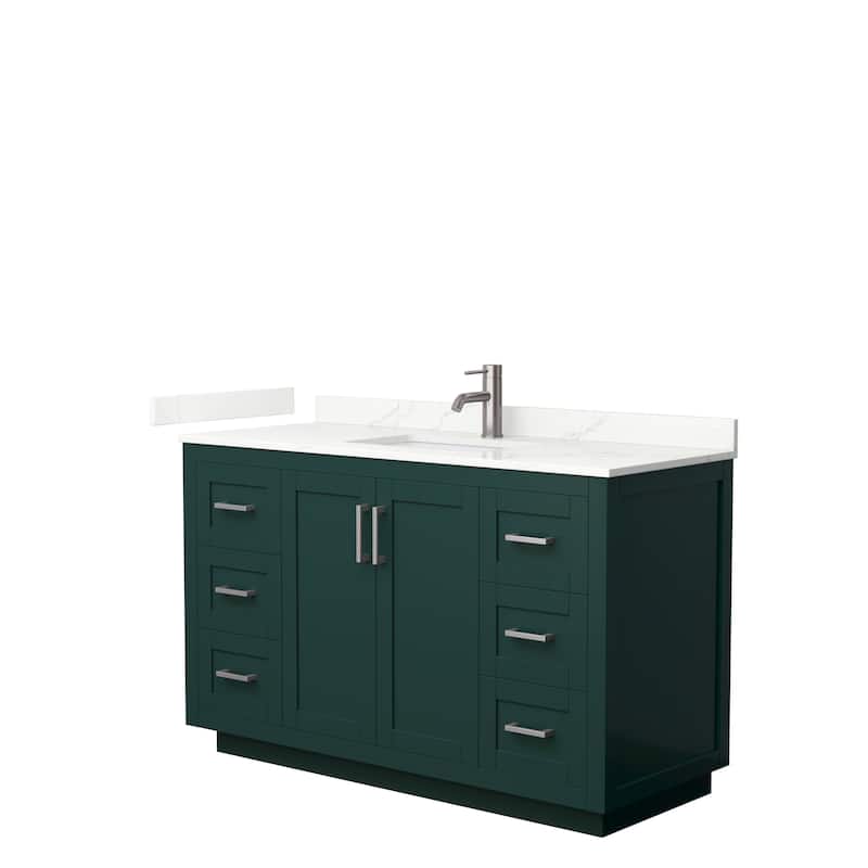 Miranda 54-inch Single Vanity, Quartz Top - Green, Nickel Trim, Giotto Quartz Top