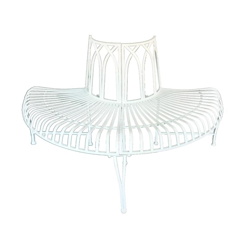 Tree Wrap Outdoor Garden Semi Circle Bench - 52" - White