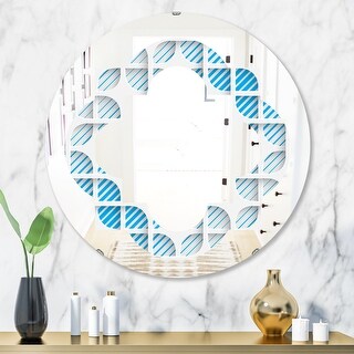 Designart '3D White and Blue Pattern II' Printed Modern Round or Oval ...