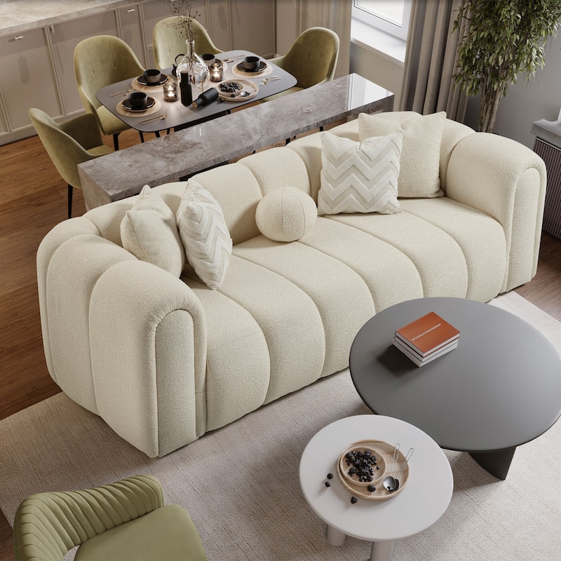 Sacramento Luxury Modern Tufted Ivory Boucle Couch