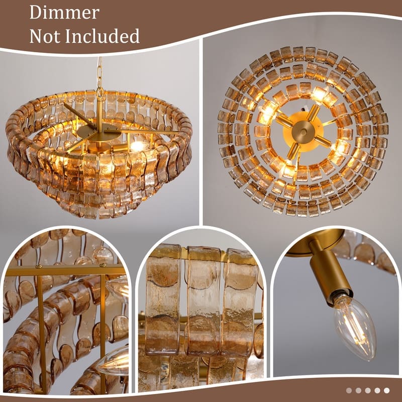 KAYLA 36in-67.4 in. 6-Lights Gold Crystal Drum Chandelier