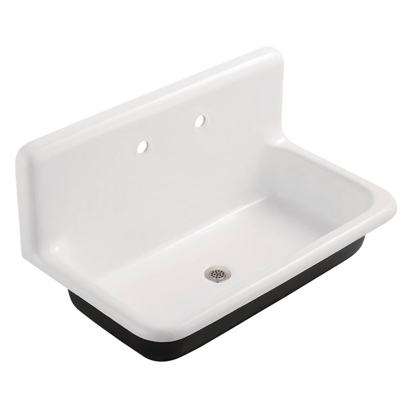 Kingston Brass KGCLWS362019 Petra Galley 36" Wall Mounted Single Basin - White / Brushed Nickel
