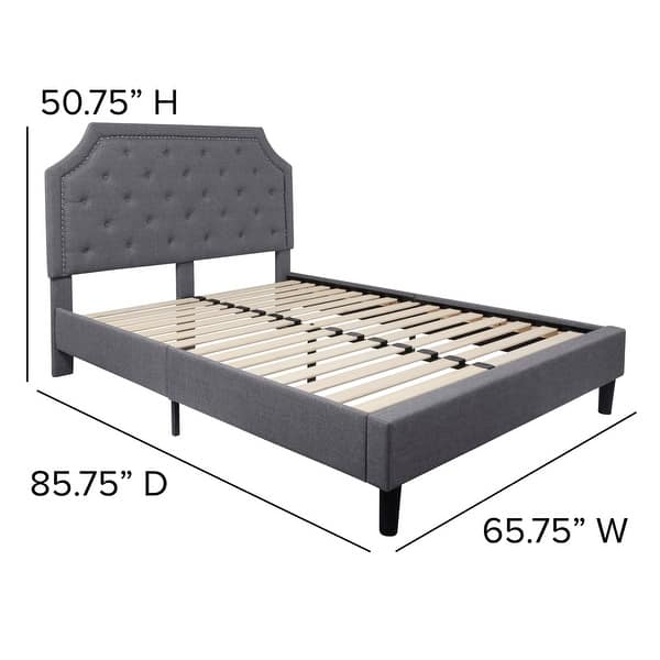 dimension image slide 5 of 20, Tufted Platform Bed with 10 Inch Pocket Spring Mattress