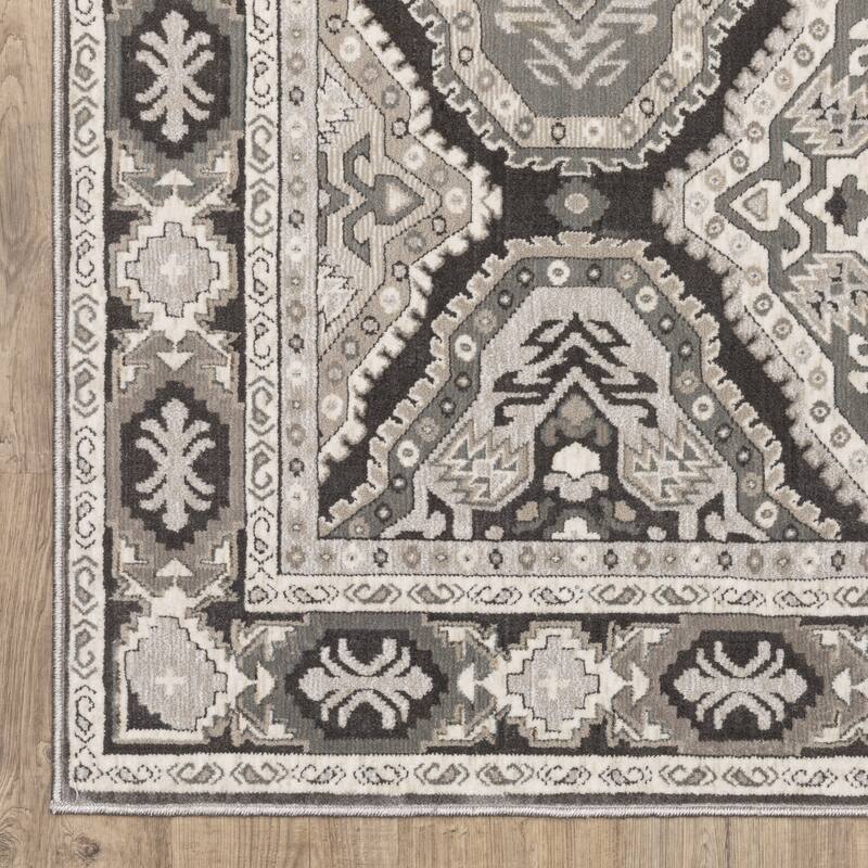 Style Haven Everly Traditional Panel Medallion Mixed Pile Area Rug