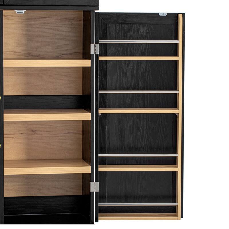 Farmhouse 78.2" Kitchen Pantry Cabinet with 4 Doors, 3 Adjustable Shelves and 3 Drawers