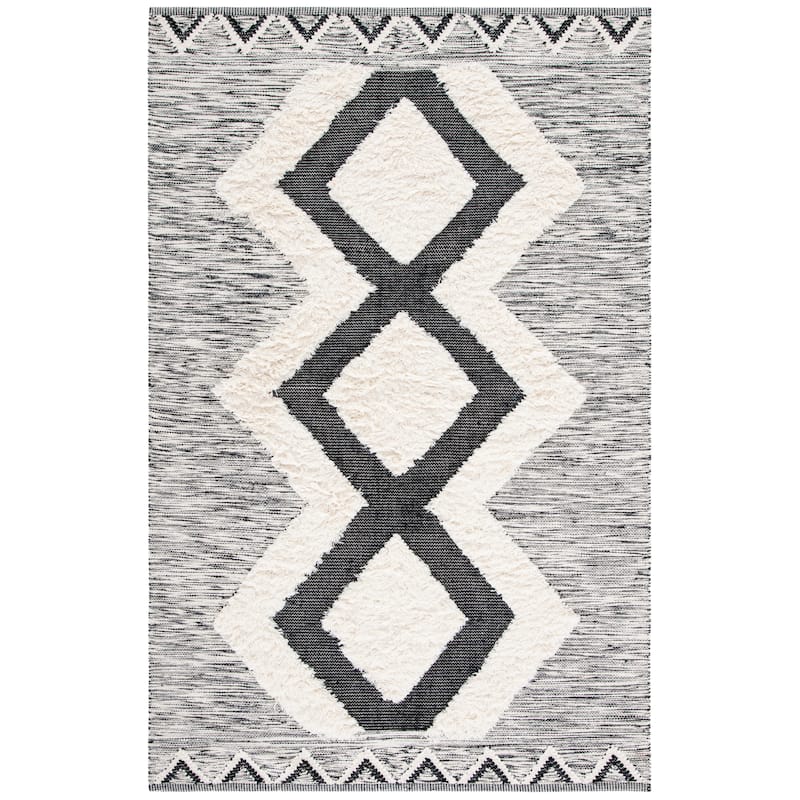 SAFAVIEH Handmade Kenya Eleftheria Southwestern Wool Rug - 9' x 12' - Ivory/Black