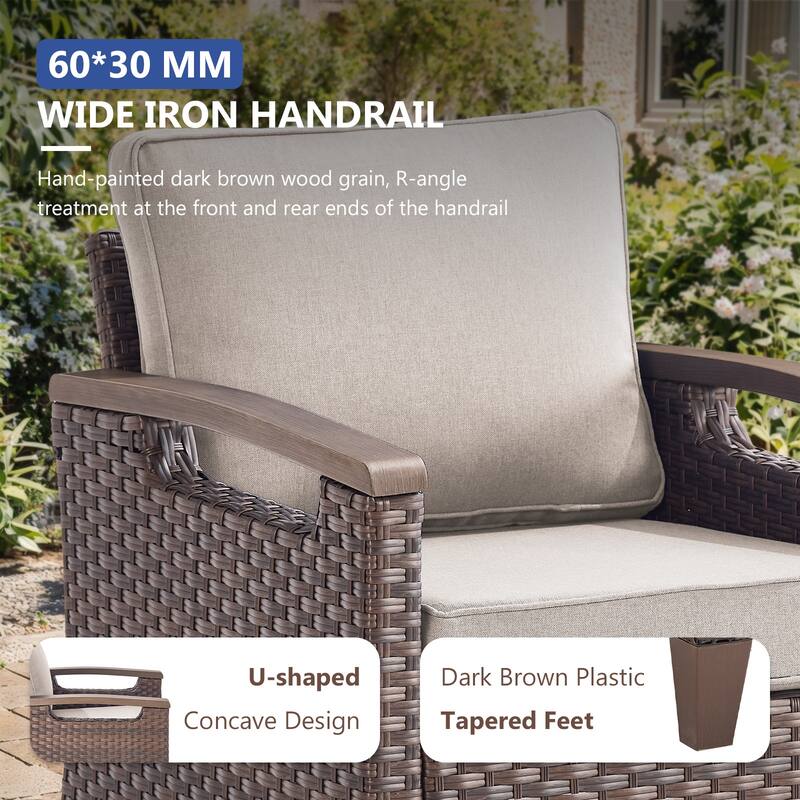 Gymojoy Wicker Patio Chairs Set of Two with Olefin Cushions Water-Resistant