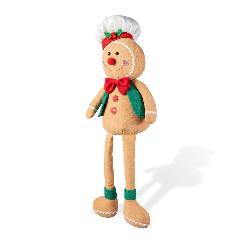 Glitzhome 39"H Telescoped Fabric Christmas Gingerbread Man Home Decor