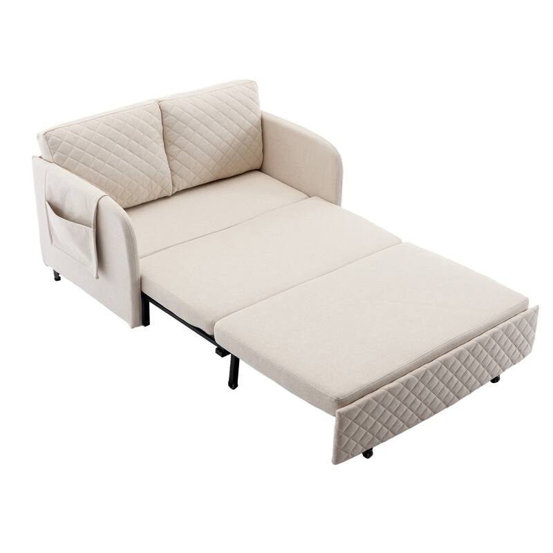 Modern Velvet Loveseat Couch with Pull Out Bed