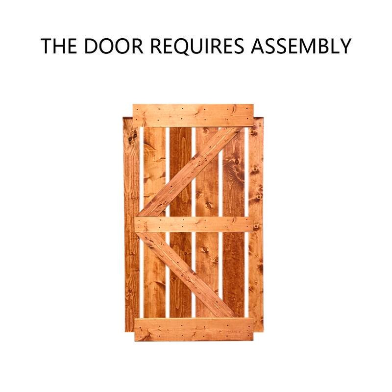 CALHOME K Series Stained Wood Sliding Barn Door with Hardware Kit