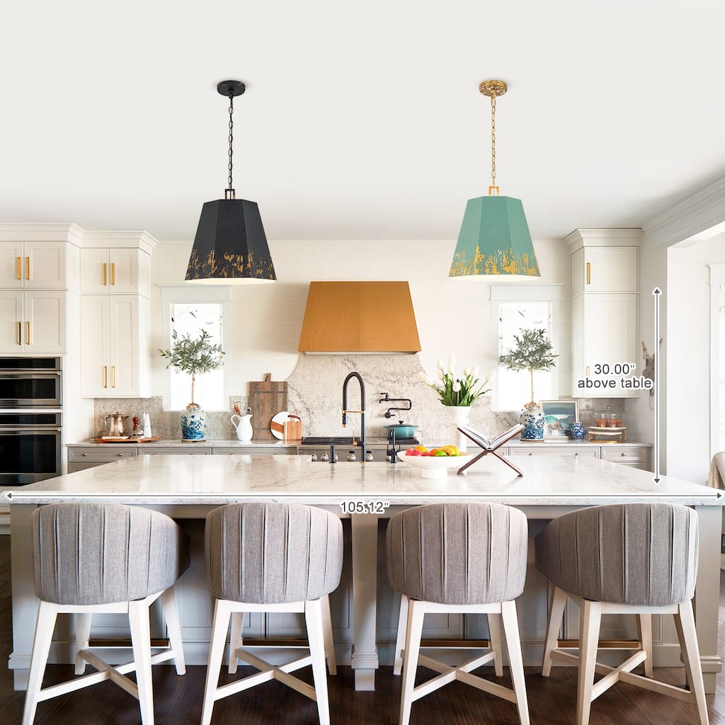 Industrial Octagonal Tapered Pendant Light Handcrafted Distressed Gold - Dia.14.96-in