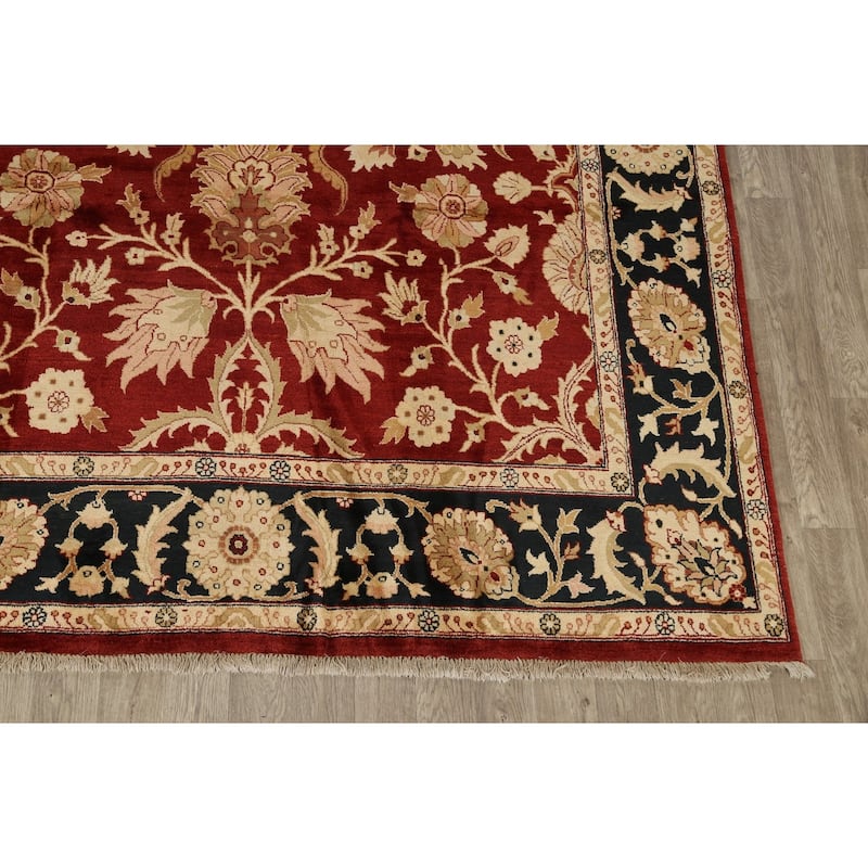 Floral Traditional Agra Oriental Area Rug Handmade Wool Carpet - 9'0" x 12'4"