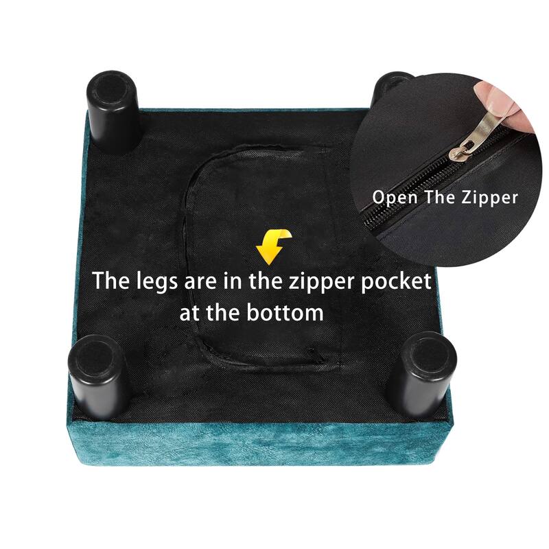Adeco Footstool Ottoman PU Leather Footrest Modern Square Stool