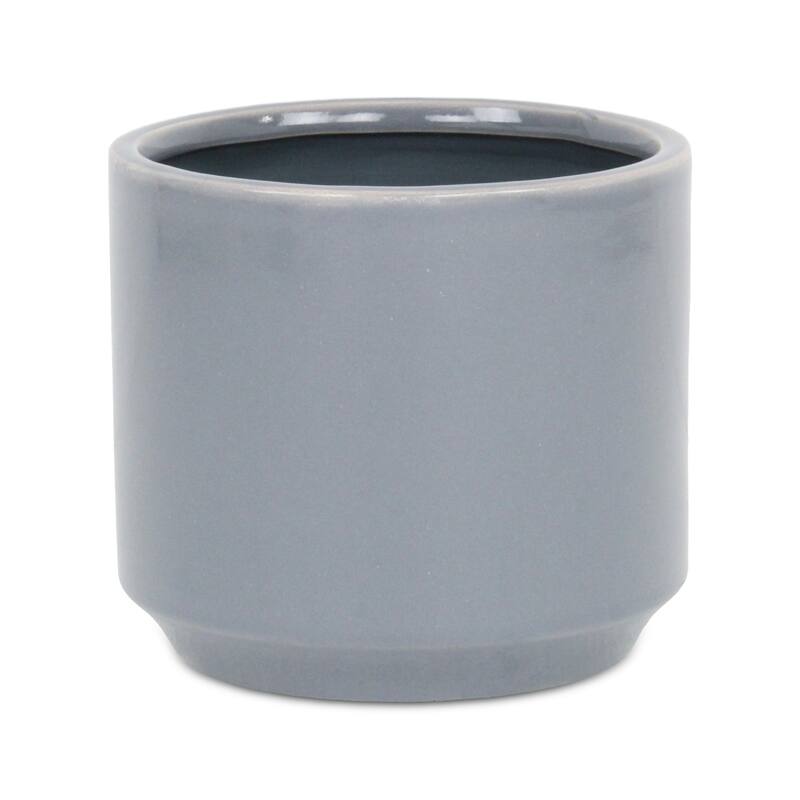 Elegora Straight Side Solid Color Ceramic Pot - Gray - X-Large