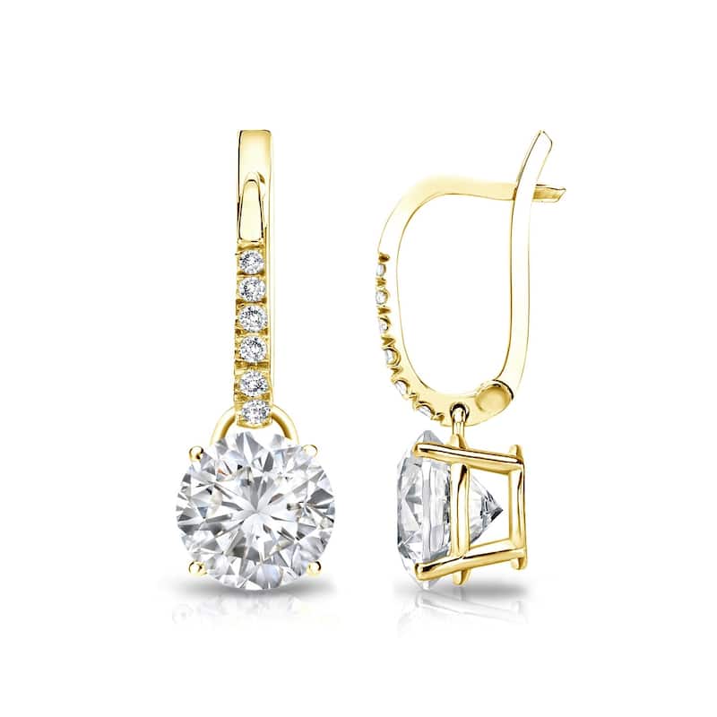 Auriya 1 3/4ctw Round Diamond Dangle Earrings 14k Gold (H-I, SI1-SI2) - Yellow