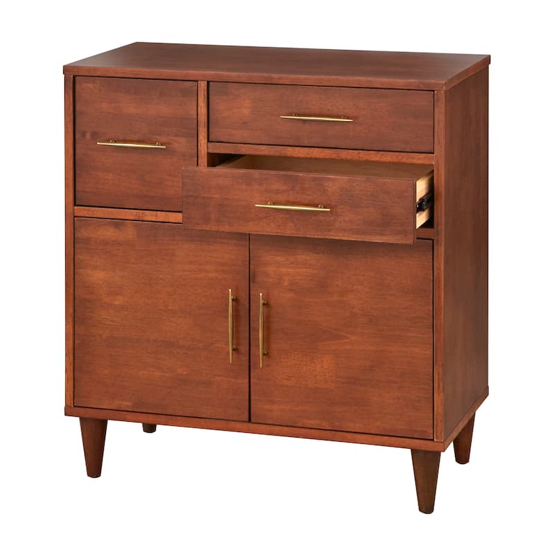 Lifestorey Ana Rich Oak Entryway Cabinet w/ Antique Brass Hardware