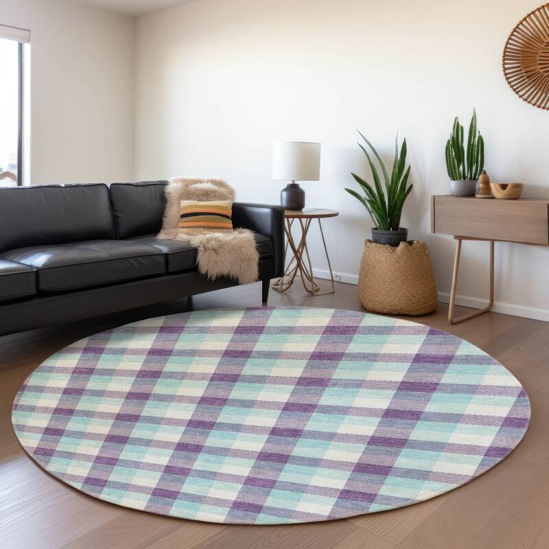 Premium Washable Super Soft Plaid Mayfield Rug - Purple - 8' x 8'