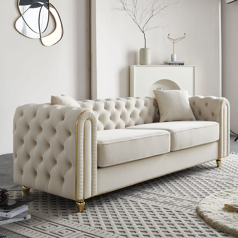 86'' W Luxury Modern Tufted Sofa with 2pcs of toss pillows for Living Room ,Bedroom