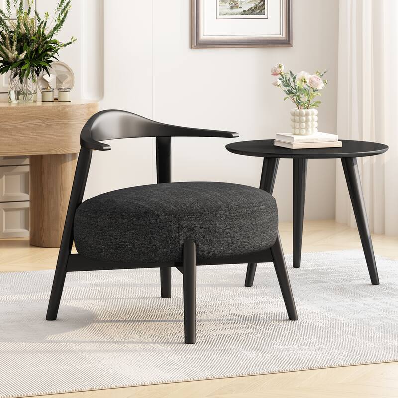Modern Solid Wood Fabric Armrest Dining Chair with Cushion and Backrest for Dining Room Kitchen Living Room Terrace
