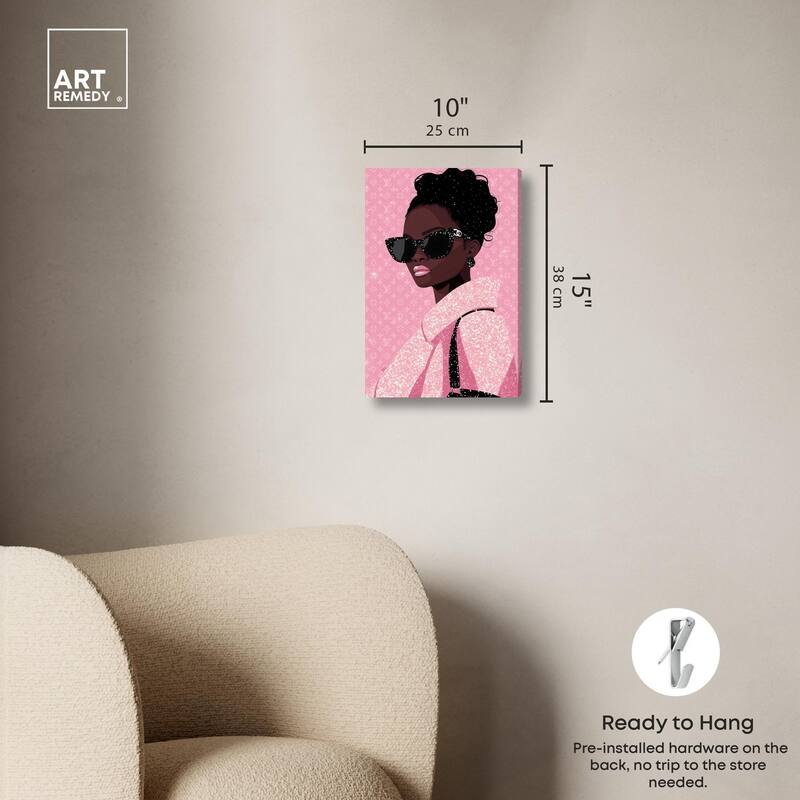 Pink Luxury Woman Canvas by Art Remedy, Gallery Wrapped