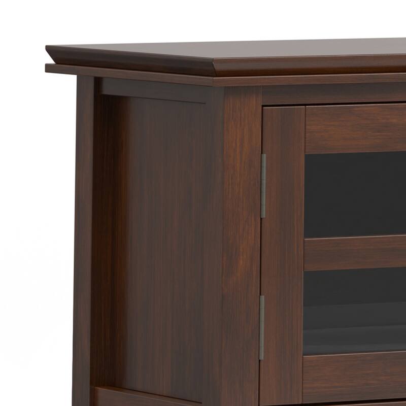 WYNDENHALL Stratford SOLID WOOD 72" Wide Transitional TV Media Stand in Russet Brown For TVs upto 80" - 16.5" D x 72" W x 20" H