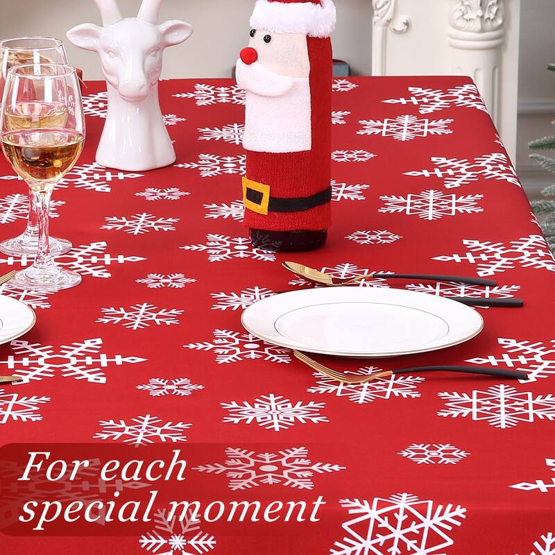 Christmas Rectangular Tablecloth Xmas Table Covers for Kitchen Dining Room Table Decor, Red