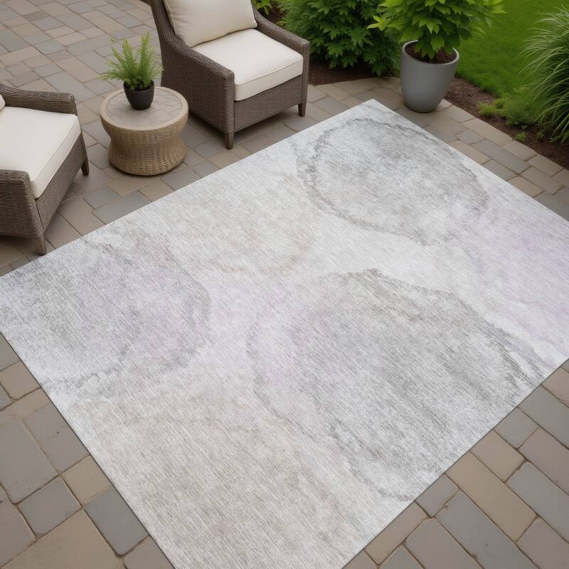 Machine Washable Indoor/ Outdoor Abstract Muted Chantille Rug